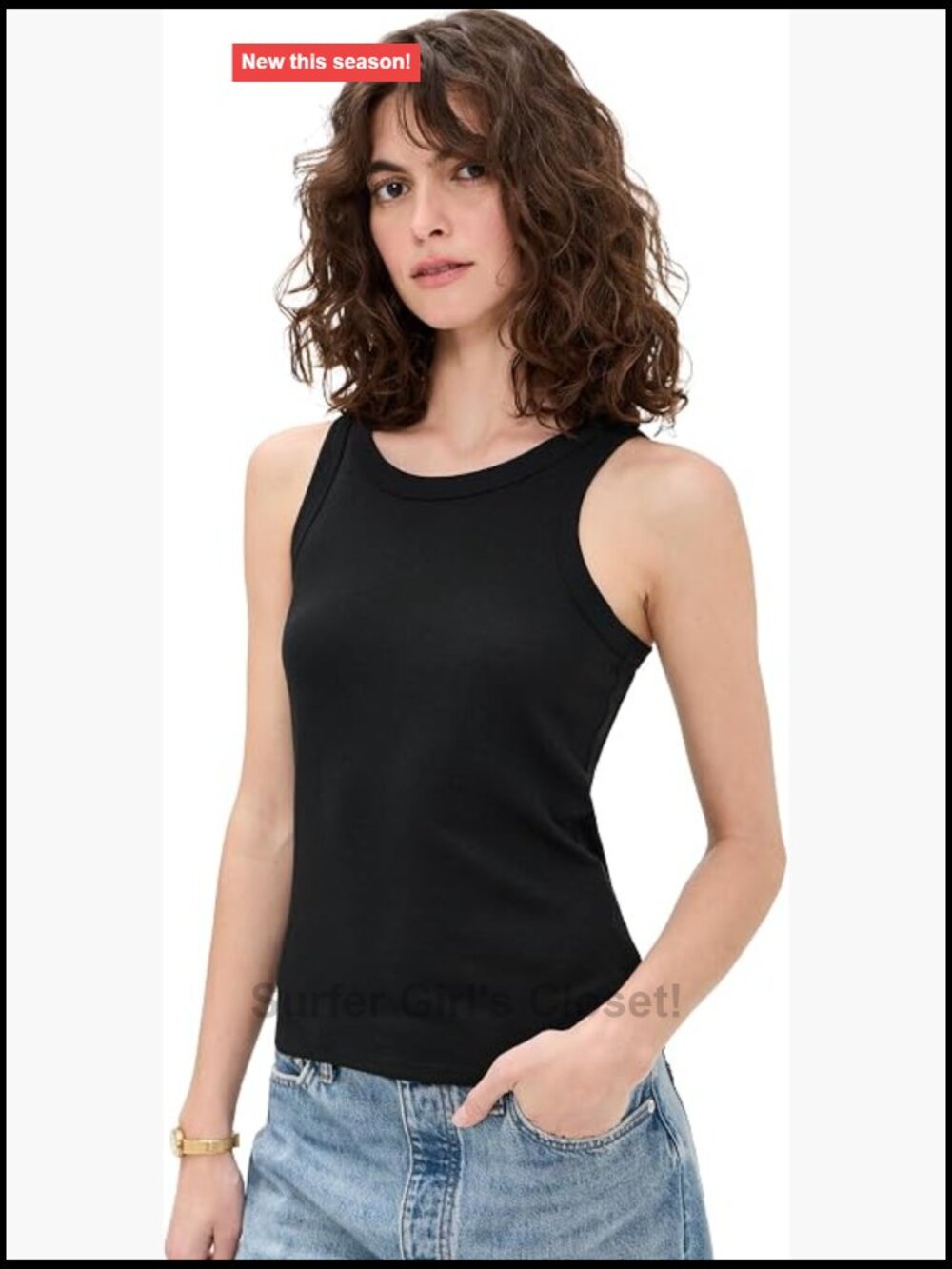 Loose Fit Sleeveless Tank Top Ribbed Cotton Blend Casual Pullover